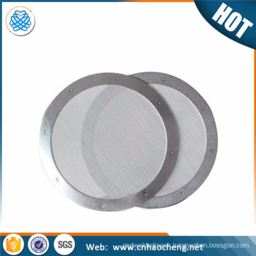 Free sample 60 50 40 micron 304 stainless steel wire mesh coffee strainer/filter disc